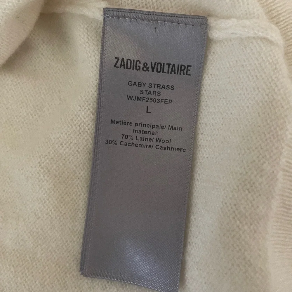 Zadig & Voltaire Gaby Strass Stars Cream Wool Cashmere Sweater Large - Picture 8 of 8